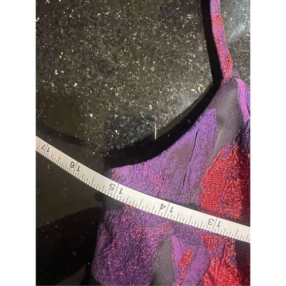 LIV FOSTER FLORAL JACQUARD MINI DRESS WITH SPAGHETTI STRAPS IN PURPLE MULTI - Picture 8 of 8